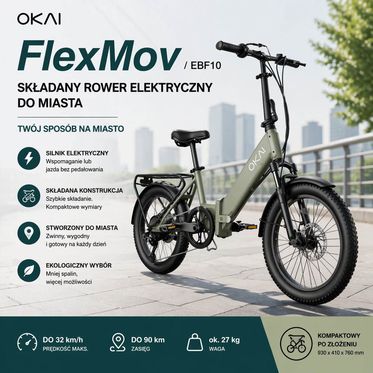 Składany rower elektryczny OKAI - obrazek 2